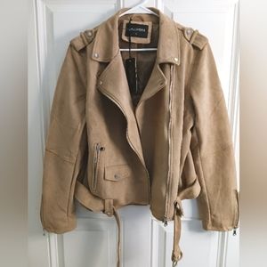 Faux Suede Moto Jacket